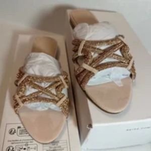 Reiss Eryn Suede Embellished Flat Nude Sandals casual classic stylish chic